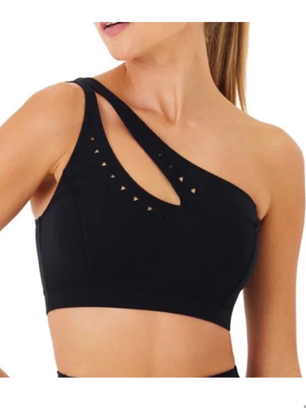 GIGI C Black One-Shoulder Jacqui Cutout Sports Bra